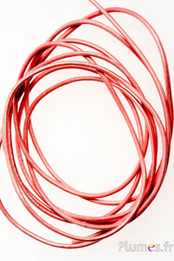 Lacet en cuir - épaisseur 2 mm - rose métallisé